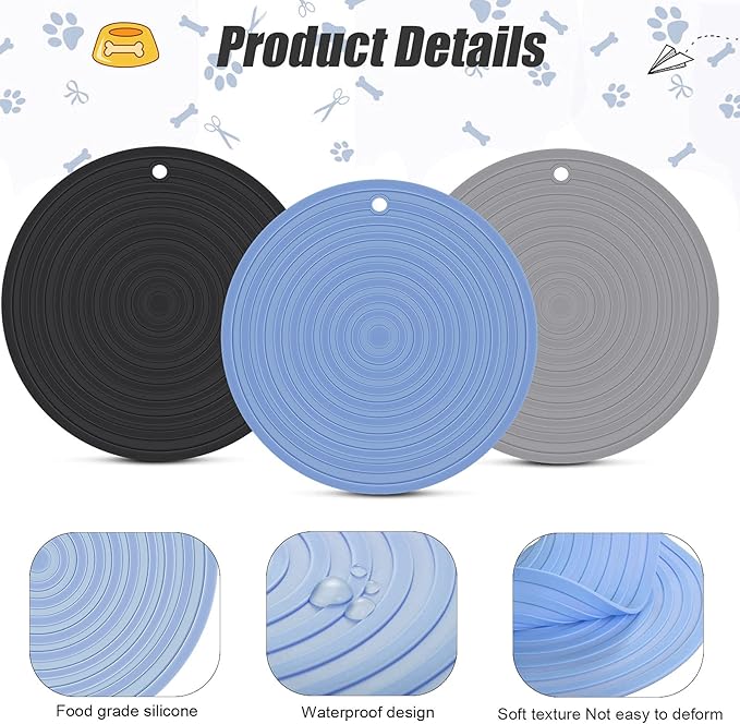 3 Pieces Silicone Pet Food Mat Feeding Mat - Image 3