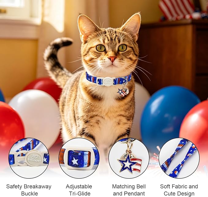 2 Pack 4th of July Cat Collars - Image 3