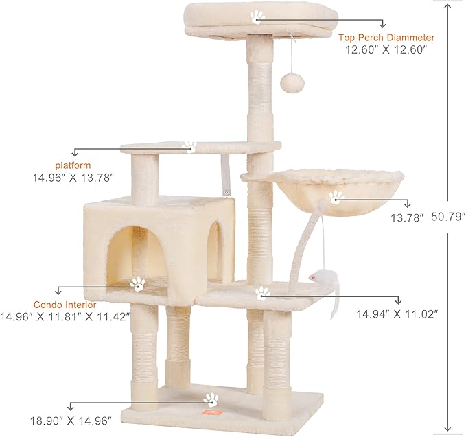 Heybly Cat Tree with Toy, Cat Tower condo - Image 3