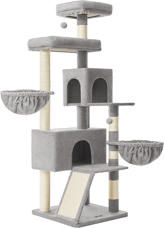 Feandrea Cat Tree, 68.5-Inch Tall Cat Tower, Scratching Posts, Double Caves - Image 7