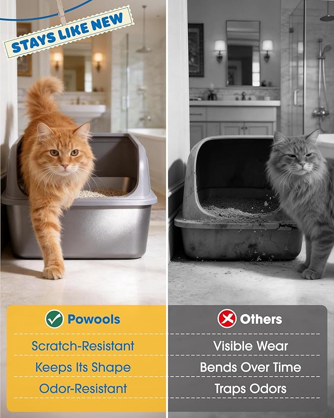 Powools Stainless Steel Cat Litter Box, Metal Litter Box - Image 5
