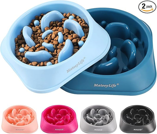MateeyLife Slow Feeder Dog Bowls 2PCS, Anti-Choking Puzzle Dog Food Bowls by MateeyLife