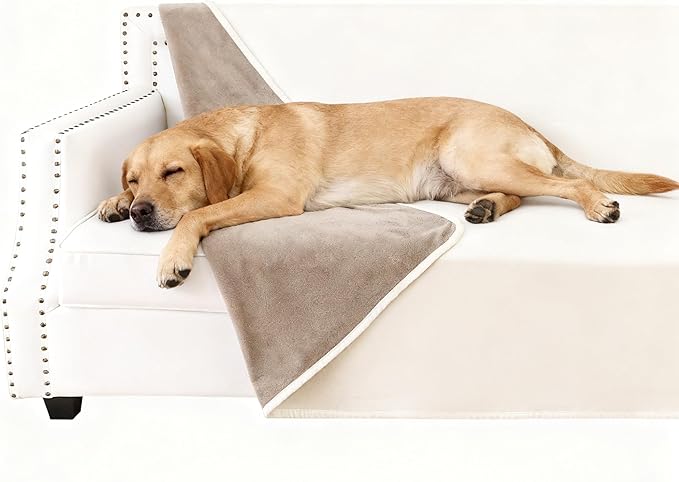 Waterproof Dog Blanket for Couch, Reversible Pet Throw Blankets Leak Proof Sofa by Secfeeling