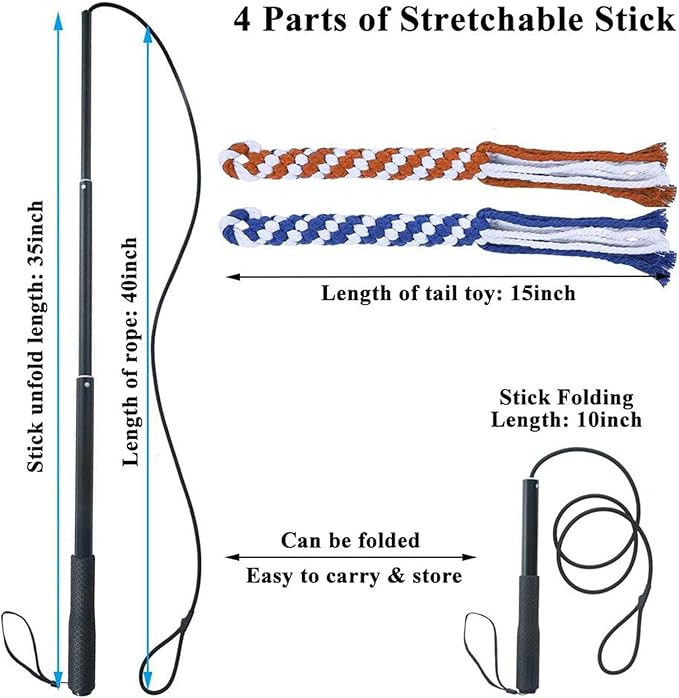 ASOCEA Dog Extendable Teaser Wand Pet Flirt Stick Pole Puppy Chasing Tail - Image 2