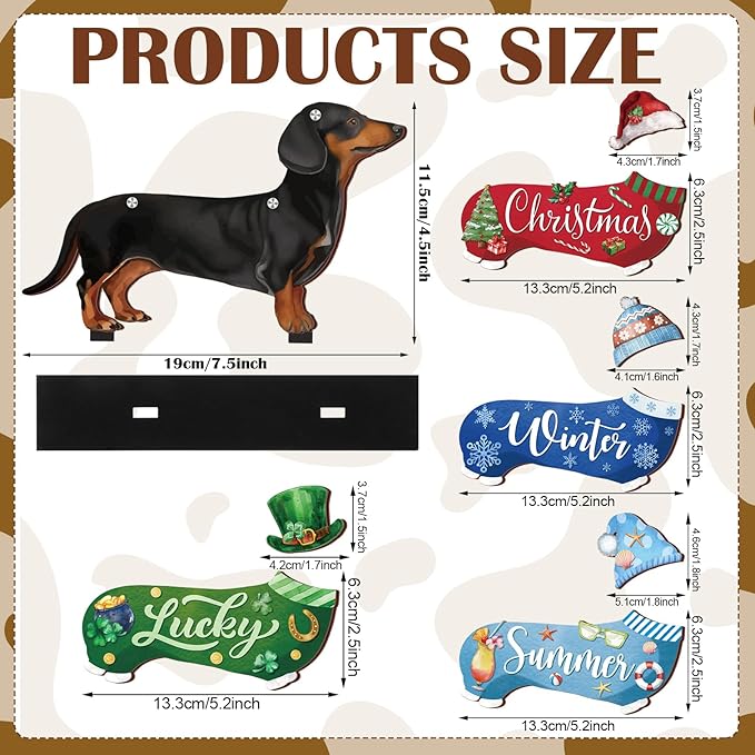 42 Pcs Interchangeable Summer Dachshund Holiday Wiener Dog Decor Seasonal - Image 2