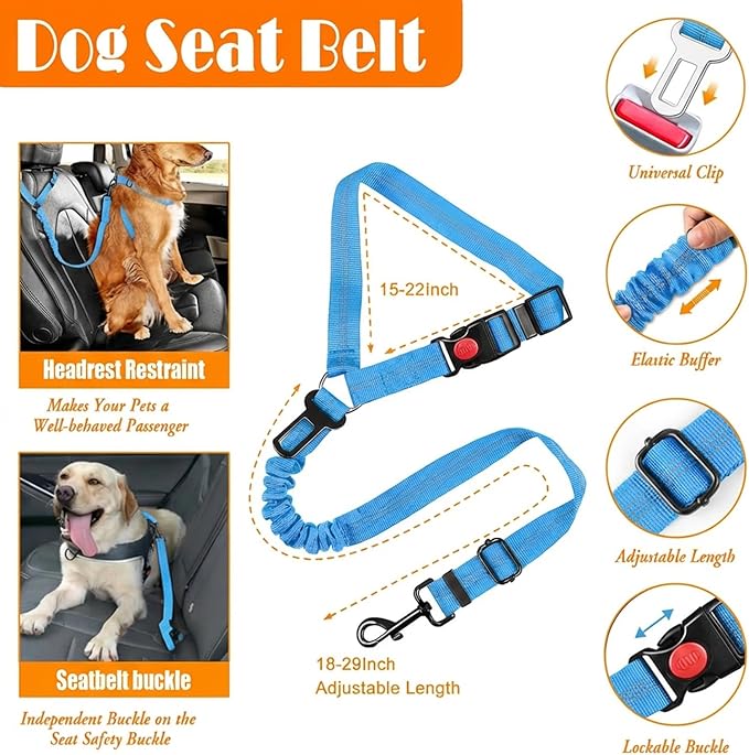 LOBEVE No Pull Dog Harness, Collar & Leash Set | Includes Dog Seat Belt - Image 7