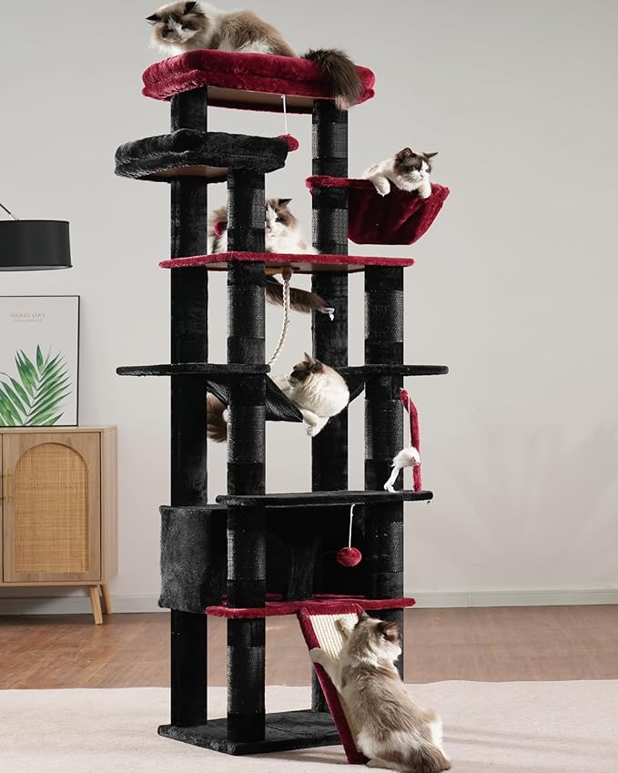 Heybly Tall Cat Tree, 78-inch Multi-Level Cat Tower - Image 4