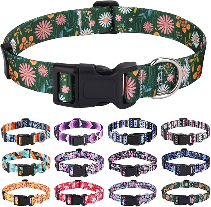 Mihqy Dog Collar with Bohemia Floral Tribal Geometric Patterns by Mihqy