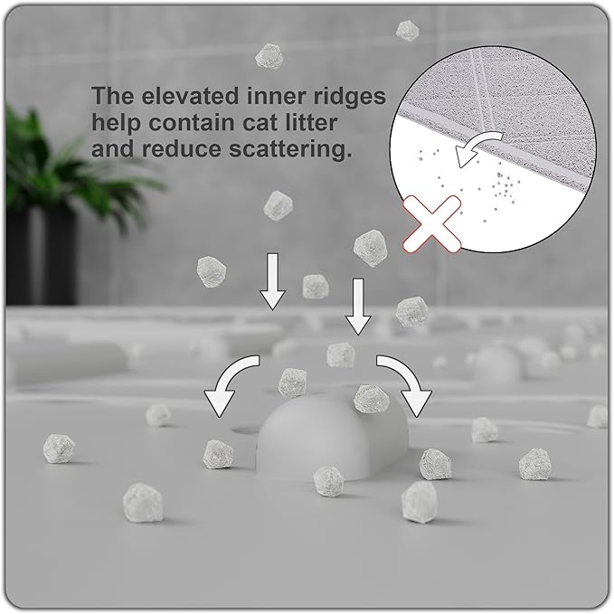 OHMO Cat Litter Mat Trapping Mat Premium Silicone Rubber 23.5x16 Ash Grey - Image 3