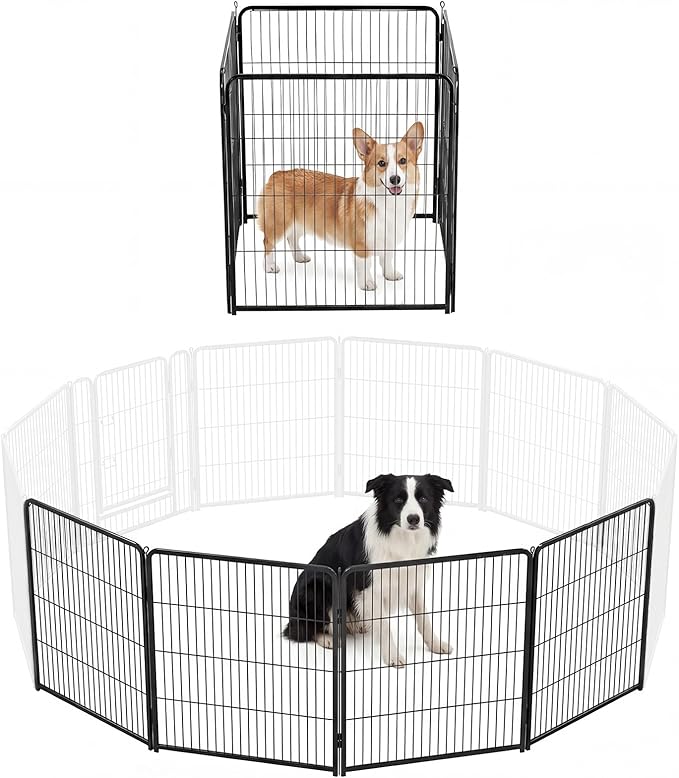 DUMOS Dog Playpen Indoor, Metal 32 Inch 4 Panels Foldable Pet Fence by DumosLifestyle