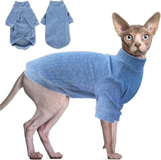 Idepet Sphynx Hairless Cats Sweater Shirt Kitten Soft Puppy Clothes Pullover by Idepet