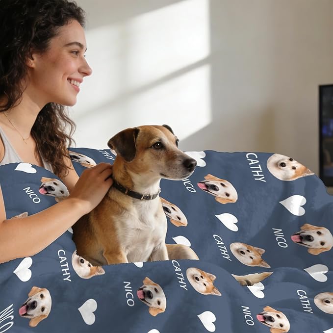 Custom Blanket with Dog Name Personalized Funny Throw Blankets Soft Warm Fleece - Image 5