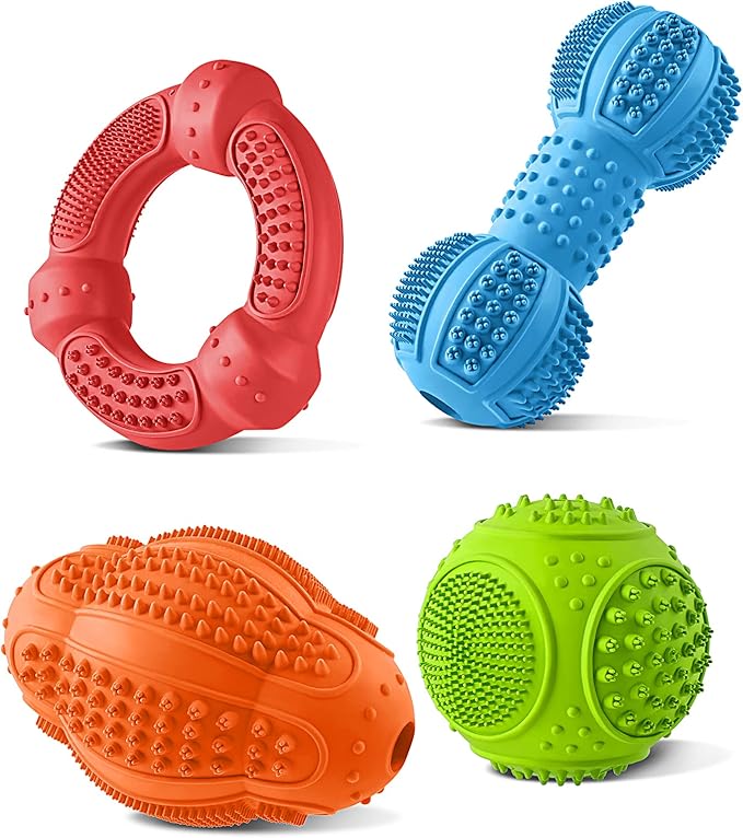 Dog Chew Toys 4 Pack, Dog Toys for Aggressive Chewers Small Medium Large Breed by LUKITO