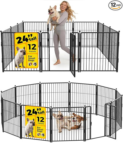 Dog Playpen 24 inch 12 Panels for Indoor & Outdoor Use – Heavy-Duty Metal Pet by Unknown