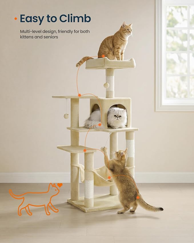 SONGMICS HOME Cat Tree for Indoor Cats, Hammock and Condo - Image 5