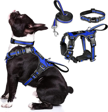 WINSEE Pet Harness Collar and Leash Set, All-in-one Reflective Dog Harness No by WINSEE