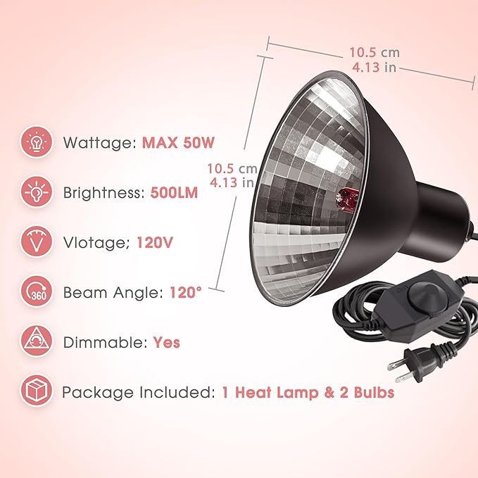 Briignite Reptile Heat Lamp Red, 50W G9 Heat Bulb & Dome Reptile Light Fixture - Image 5