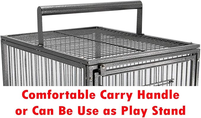 Portable Heavy Duty Travel Bird Parrot Carrier Cage Feeding Bowl Play Stand - Image 3