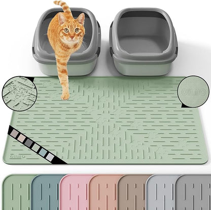 OHMO Cat Litter Mat Large Trapping Mat Premium Silicone Rubber 31.5x23.6 Sage by OHMO