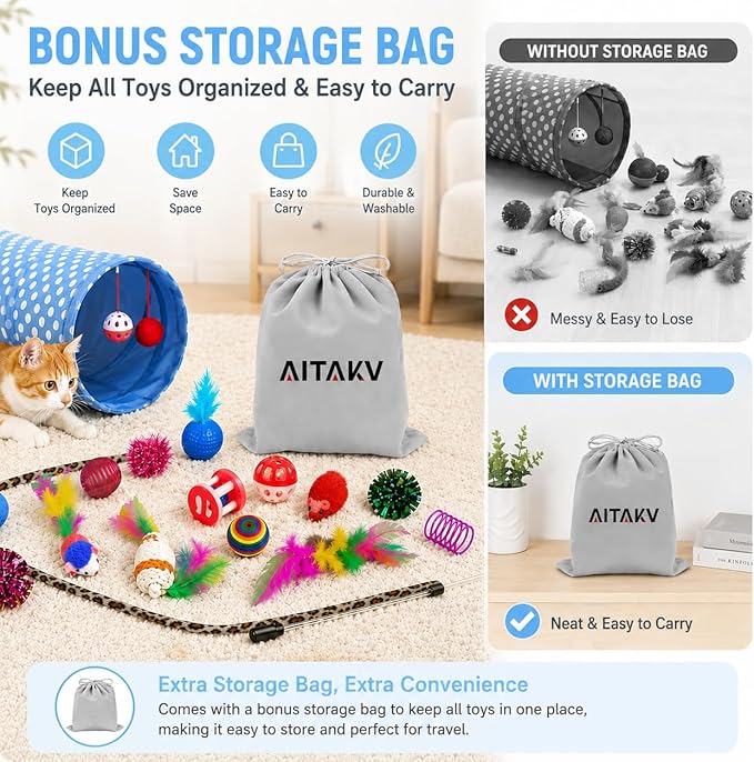 AILUKI 35 PCS Cat Toys Kitten Toys Assortments, Variety Catnip Toy Set - Image 3