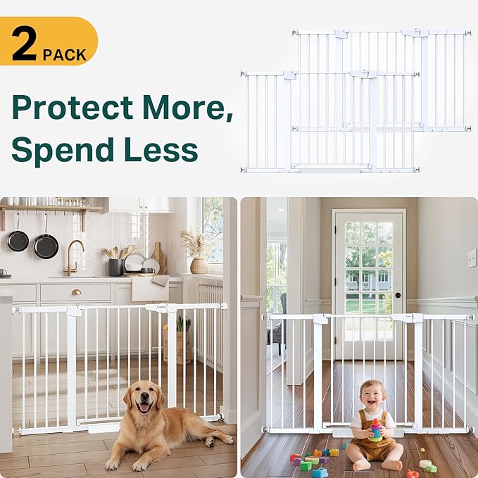 Cumbor 2 Pack 30-54" Baby Gate for Stairs, Dual Lock & Self-Closing Dog Gate - Image 2
