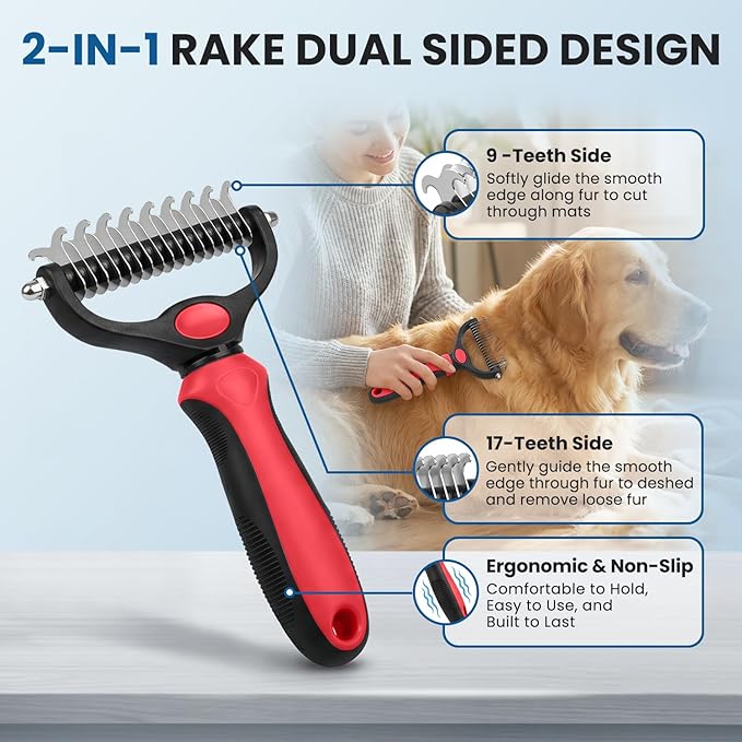 Double-Sided Pet Grooming Rake - Image 2