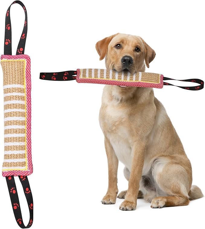 DGSL Dog Tug Toy, Tug of War Dog Toy Jute Bite Pillow by DGSL