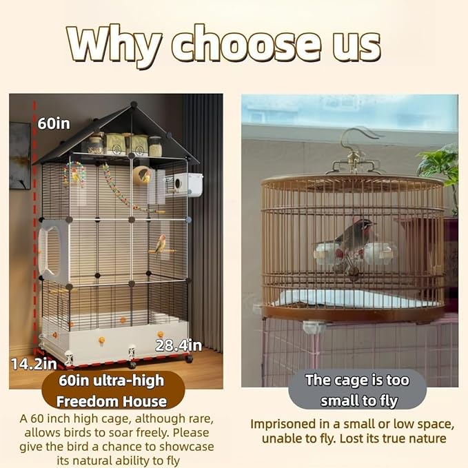 60in Large Flight Bird cage, Equipped - Image 6