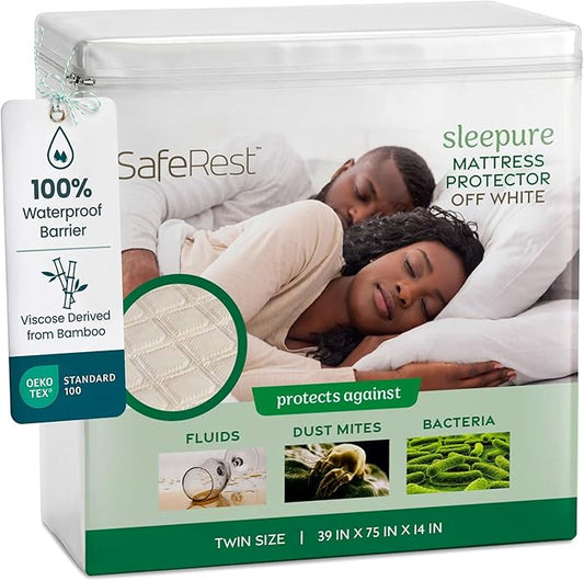 SafeRest Sleepure Waterproof Mattress Protector Twin Size by SafeRest