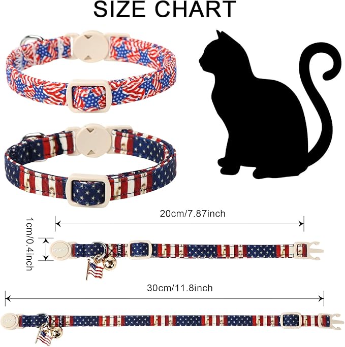 2 Pack American Flag Cat Collars Breakaway - Image 3