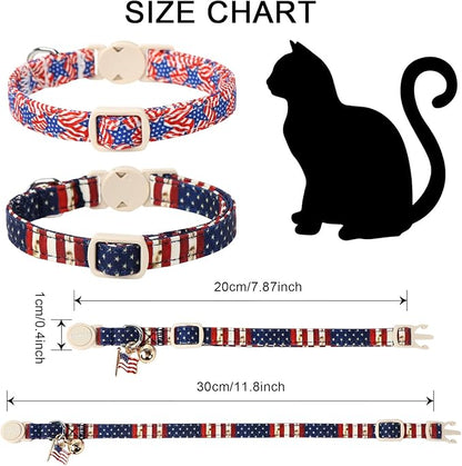 2 Pack American Flag Cat Collars Breakaway - Image 3