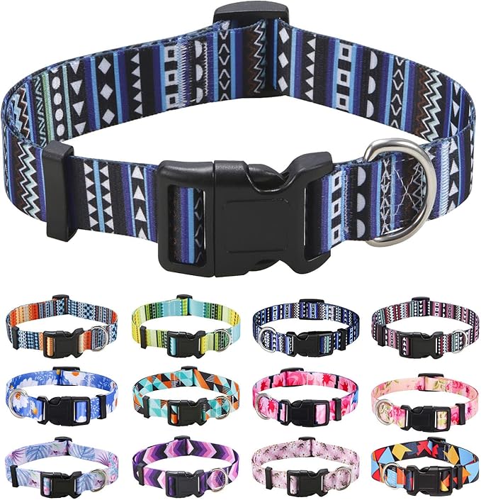 Mihqy Dog Collar with Bohemia Floral Tribal Geometric Patterns by Mihqy