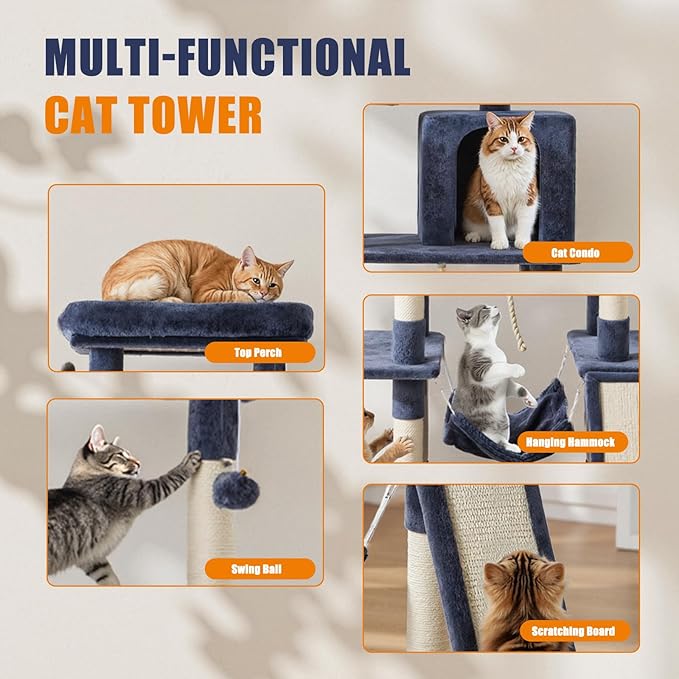 DUMOS 63 Inch Cat Tree Tower, Large Multi Level Cat Climbing Tower - Image 2
