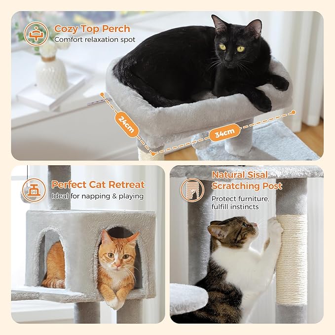 MUTTROS Cat Tree for Indoor Cats, 44.5" Multi-Level Cat Tower - Image 5