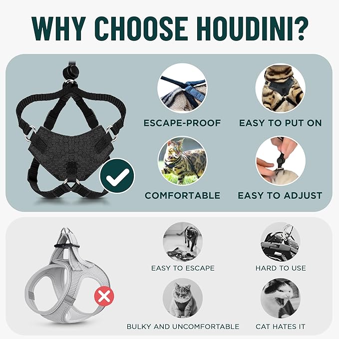 Houdini™ Escape Proof Kitten Harness and Leash Set by OutdoorBengal – Black - Image 3