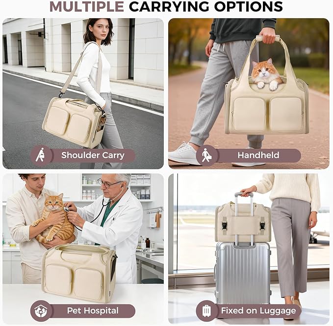 Dog, Cat Carrier for Pets Up to 12 Lbs, Airline Approved Collapsible Soft-Sided - Image 6