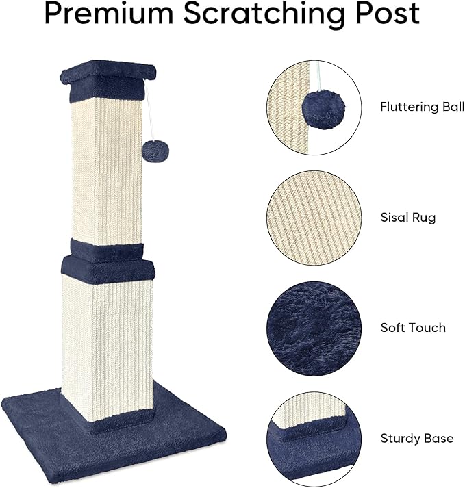 32 Inch Cat Scratching Post for Large Cats, Cat Scratcher for Indoor Cats Adults - Image 2
