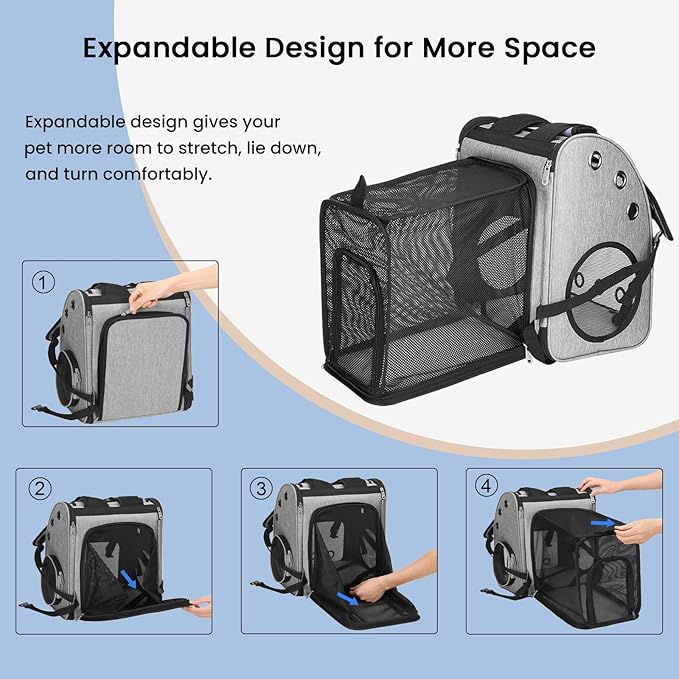 Expandable Pet Carrier Backpack, Airline Approved Cat & Dog Backpack Carrier - Image 5