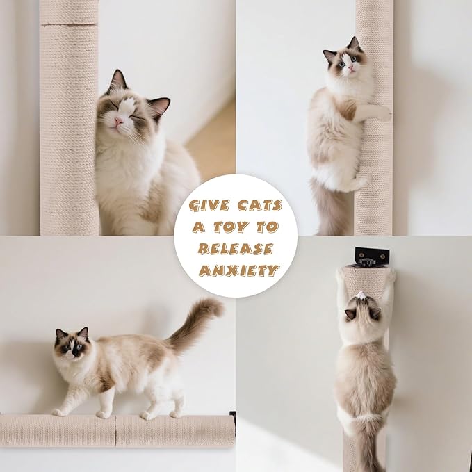Cat Scratching Post Wall Mounted, 24 inch Tall 3.5 inch Diameter Cat Tree - Image 4