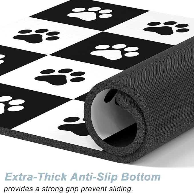 Rnivvi Dog Food Mat, Cute Anti-Slip Rubber Pet Feeding Rug Protect Floors - Image 4