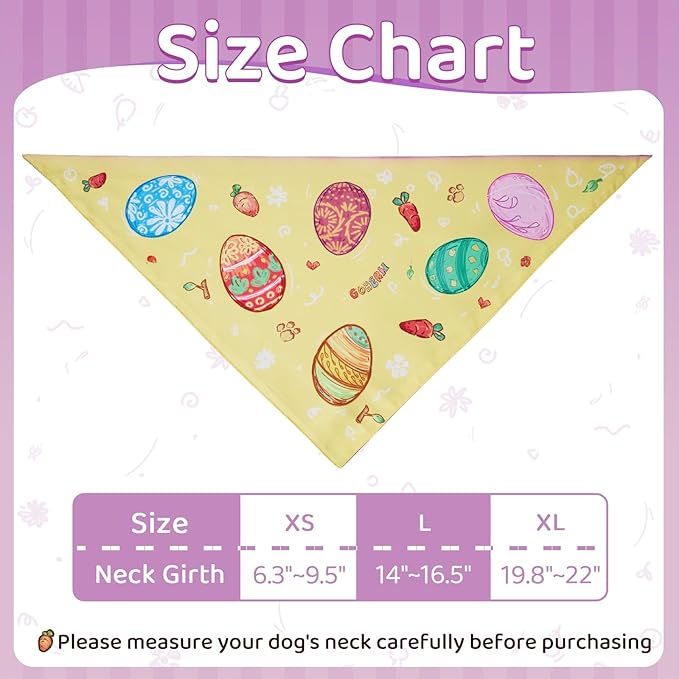 Easter Dog Bandana, Colorful Easter Egg Puppy Scarf, Adjustable Triangle - Image 4
