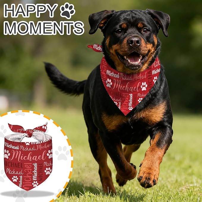 Personalized Dog Bandana Custom Dog Pet Scarf Customized Name Printing Bandanas - Image 6