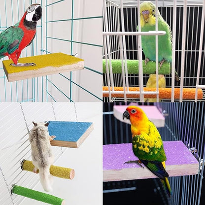 Hamiledyi 5 Pcs Parrot Perch Stand Natural Wood Bird Perch Stand Platform Paw - Image 2