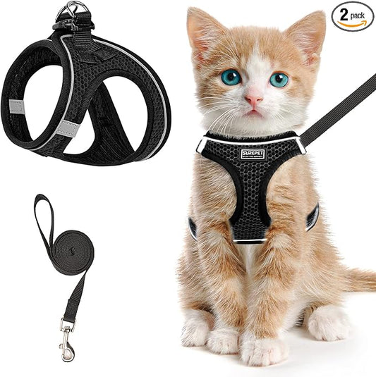 Cat Harness and Leash for Walking Escape Proof, Adjustable Kitten Vest Harness by SALFSE