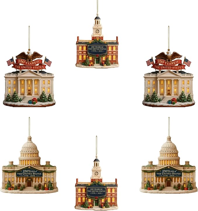6 Pcs USA 250th Anniversary Ornaments 2D Acrylic Patriot Memorial Ornament by NSSHEL