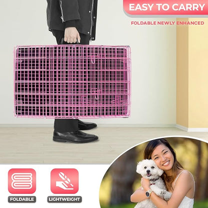 FDW Dog Crate for Small Dogs 24 Inch Folding Metal WirePet Cage Double Door - Image 5