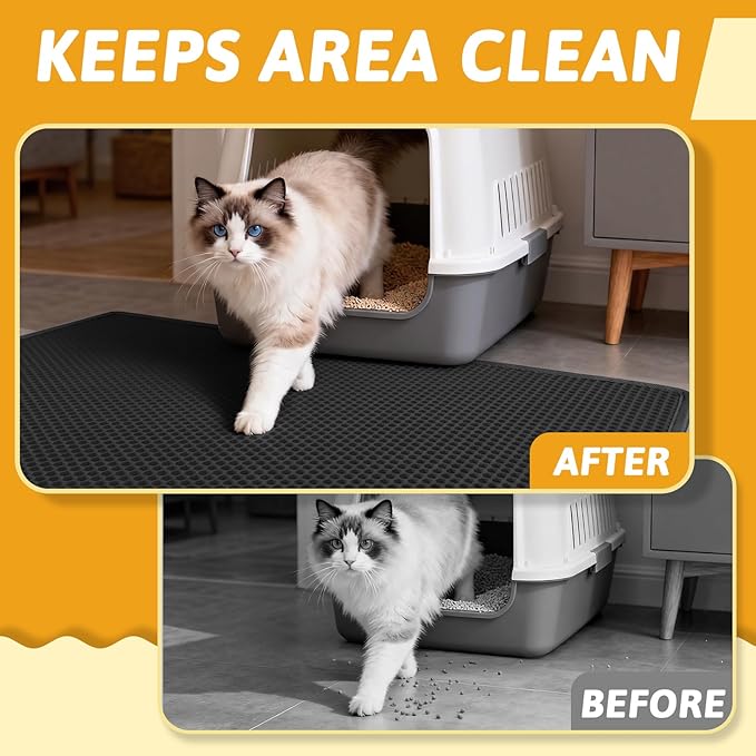 Pieviev Cat Litter Mat Double Layer Waterproof Urine Proof Trapping Mat 1 Pack) - Image 5