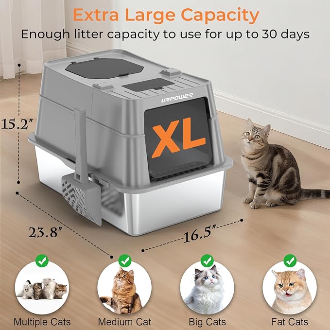 URPOWER Stainless Steel Cat Litter Box - Image 6