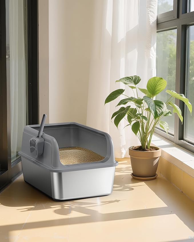 Powools Stainless Steel Cat Litter Box, Metal Litter Box - Image 7