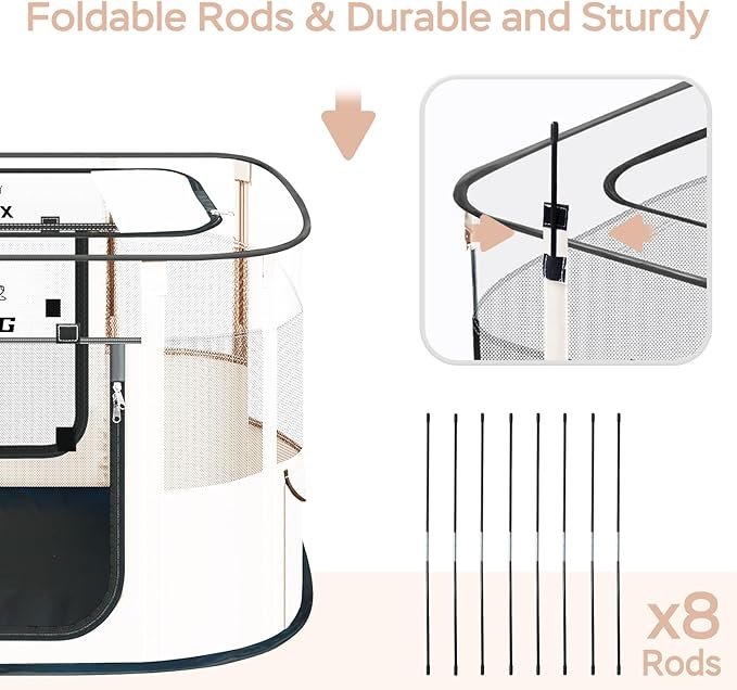 Dog Playpen with Waterproof pad, Portable Pet Crate Kennel Tent, Cat Cages - Image 6